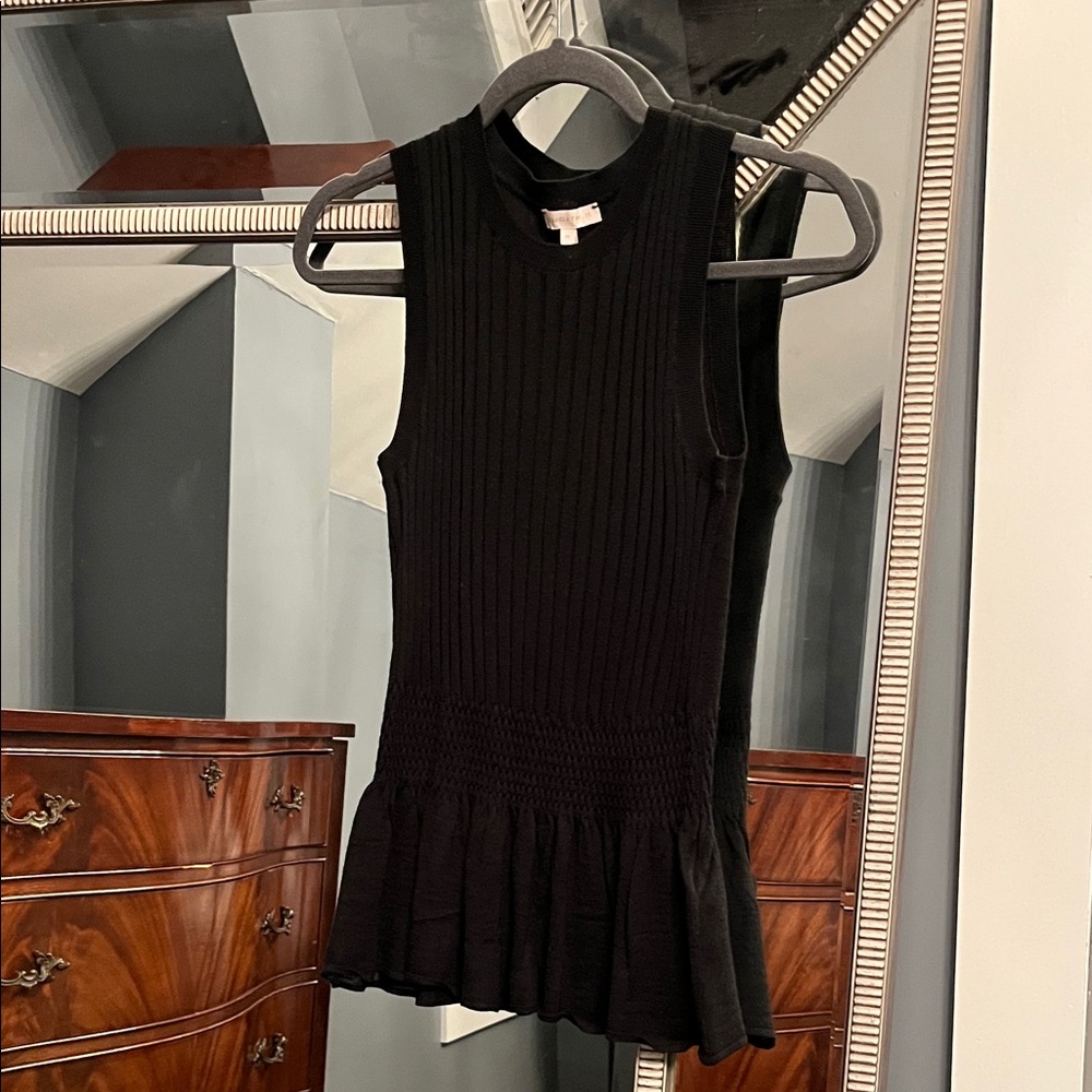 Rebecca Taylor Black Ribbed Knit Sweater Tank